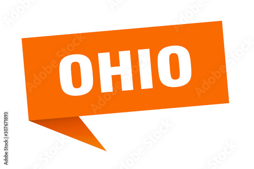 Ohio sticker. Orange Ohio signpost pointer sign photo