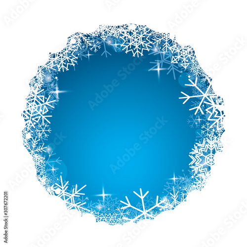 white and blue vector winter background with decorative snowflakes for christmas holidays
