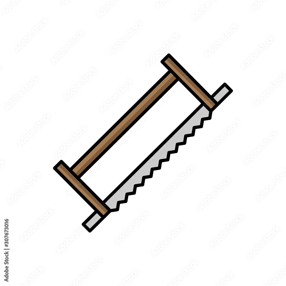 Saw illustration in flat style. tool icon for design and web Saw illustration in flat style. tool icon for design and web
