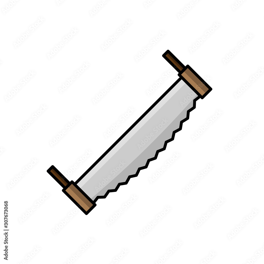 Saw illustration in flat style. tool icon for design and web Saw illustration in flat style. tool icon for design and web