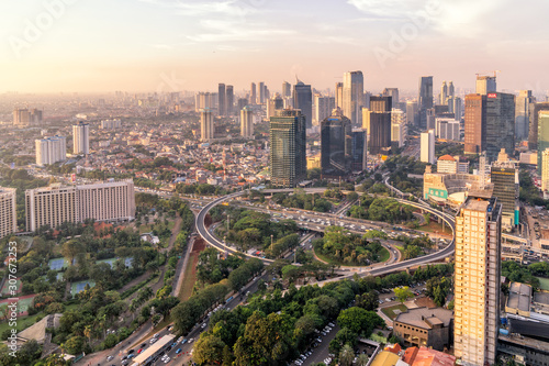 aerial view of jakarta like shanghai