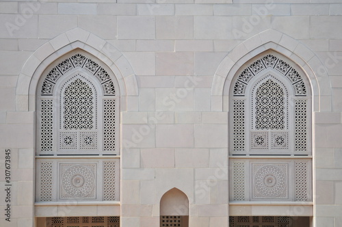 Sultan Qaboos Grand Mosque, Muscat, Oman, windows detail, moorish architecture photo