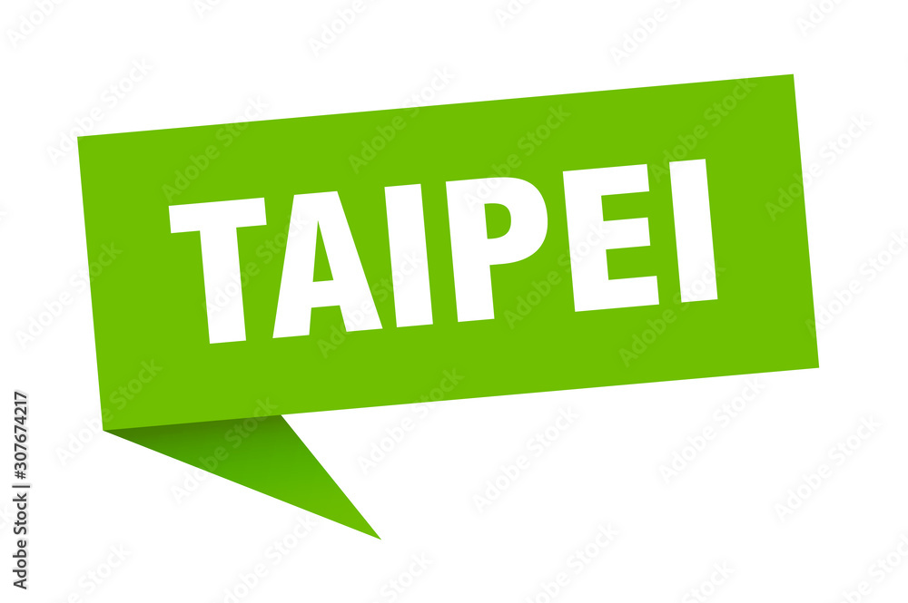 Taipei sticker. Green Taipei signpost pointer sign Taipei sticker. Green Taipei signpost pointer sign