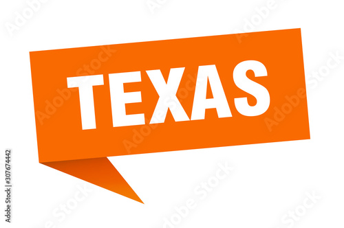 Texas sticker. Orange Texas signpost pointer sign photo