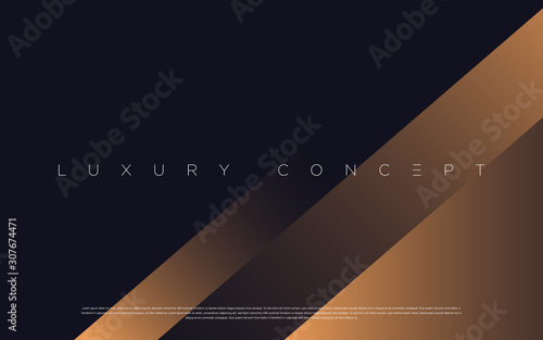 Black premium background with luxury dark golden geometric elements. Rich background for poster, banner, flyer, presentation, web design etc. Vector EPS
