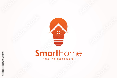 Logo Vector House and Bulb Symbol. can be used for electrical, architecture, construction and building. Flat Vector Logo Design Template Element