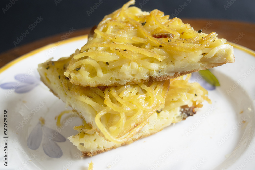 wedge of omelet pasta wedge of omelet pasta
