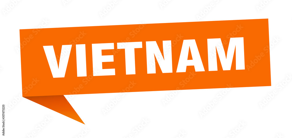 Vietnam sticker. Orange Vietnam signpost pointer sign Vietnam sticker. Orange Vietnam signpost pointer sign