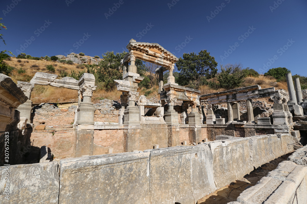 Fountain of Trajan in Ephesus Ancient City, Izmir, Turkey Fountain of Trajan in Ephesus Ancient City, Izmir, Turkey