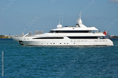 Mega Motor Yacht on the Florida Intra-Coastal Waterway off Miami Beach