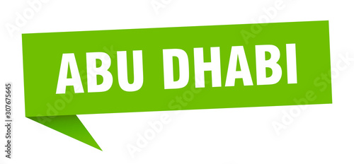 Abu Dhabi sticker. Green Abu Dhabi signpost pointer sign