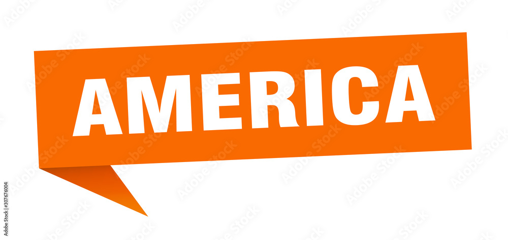 America sticker. Orange America signpost pointer sign America sticker. Orange America signpost pointer sign
