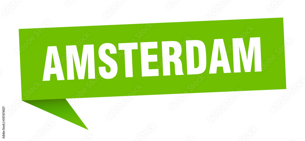 Amsterdam sticker. Green Amsterdam signpost pointer sign