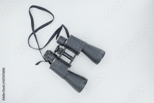 binoculars on a white background. antique binoculars.