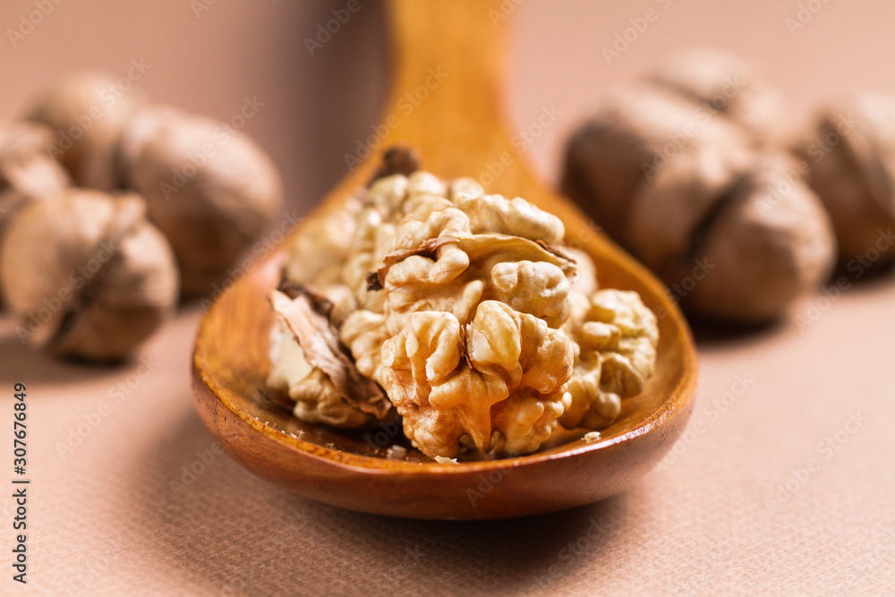 Still life with nuts on natural wood. Still life with nuts on natural wood.