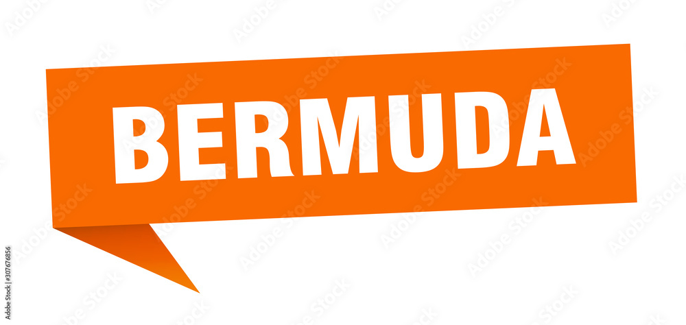 Bermuda sticker. Orange Bermuda signpost pointer sign Bermuda sticker. Orange Bermuda signpost pointer sign