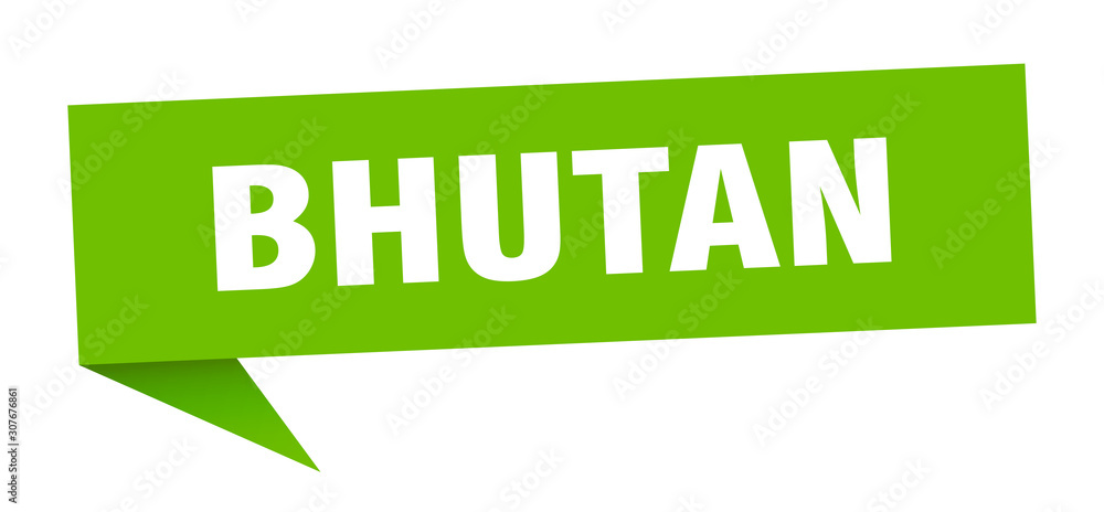 Bhutan sticker. Green Bhutan signpost pointer sign Bhutan sticker. Green Bhutan signpost pointer sign