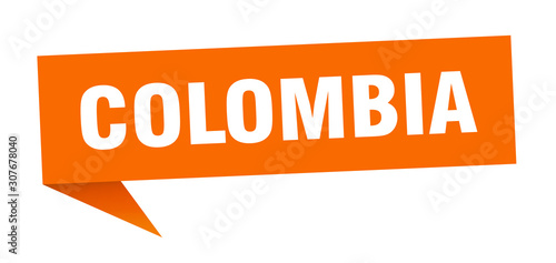 Colombia sticker. Orange Colombia signpost pointer sign