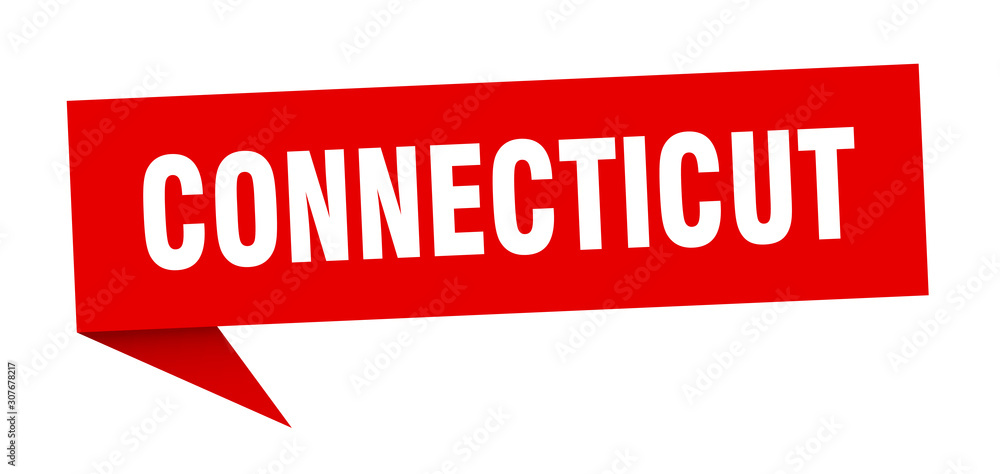 Connecticut sticker. Red Connecticut signpost pointer sign Connecticut sticker. Red Connecticut signpost pointer sign