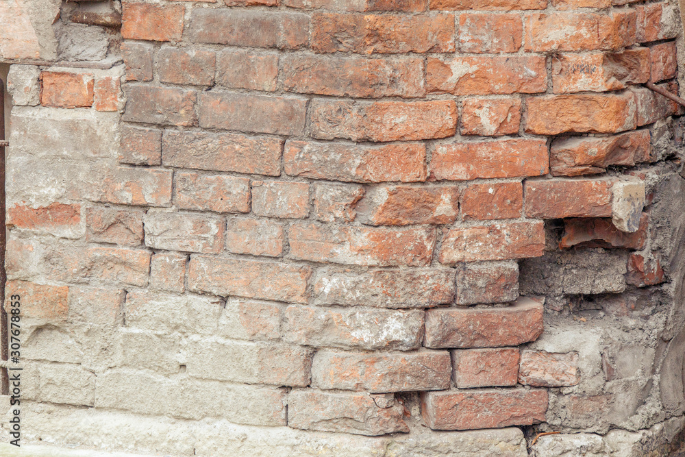 old red brick and cement wall old red brick and cement wall