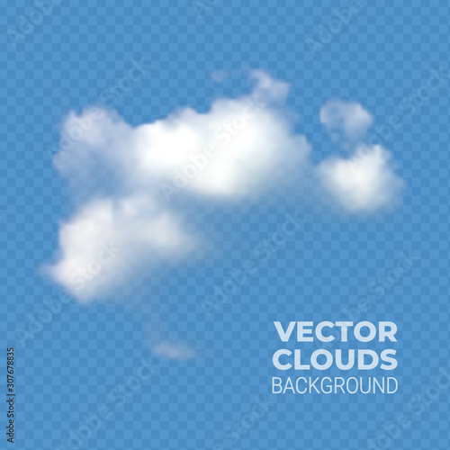 Realistic transparent fountain clouds isolated on blue background. Detailed natural steam texture. Mesh grid technology. Vector 3d illustration.