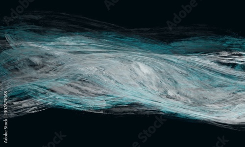 Abstract Concept background, Wave blue sea using oil brush color in dark background