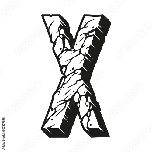 Desert style letter X vintage template