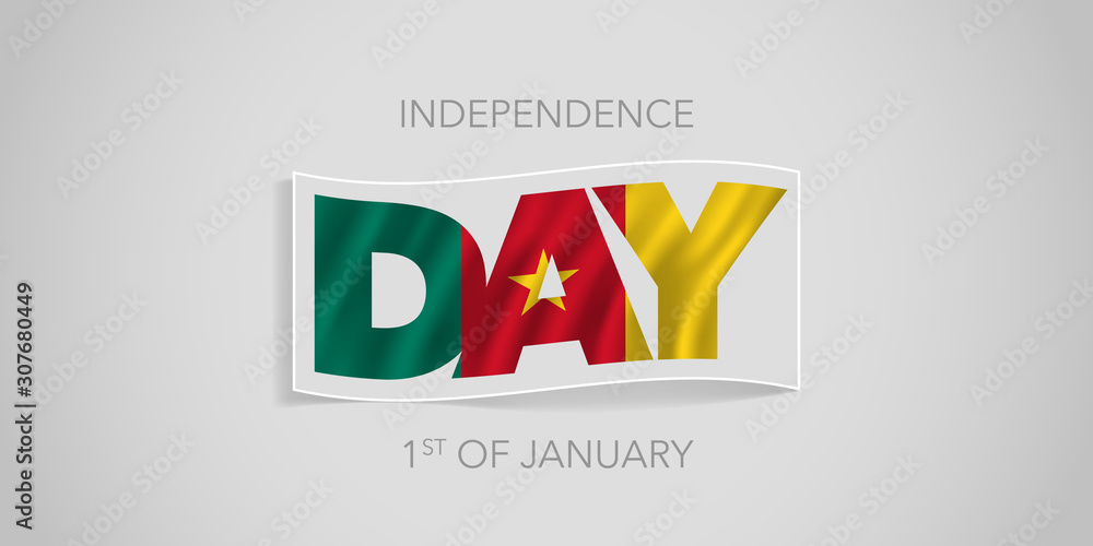 Cameroon happy independence day vector banner, greeting card