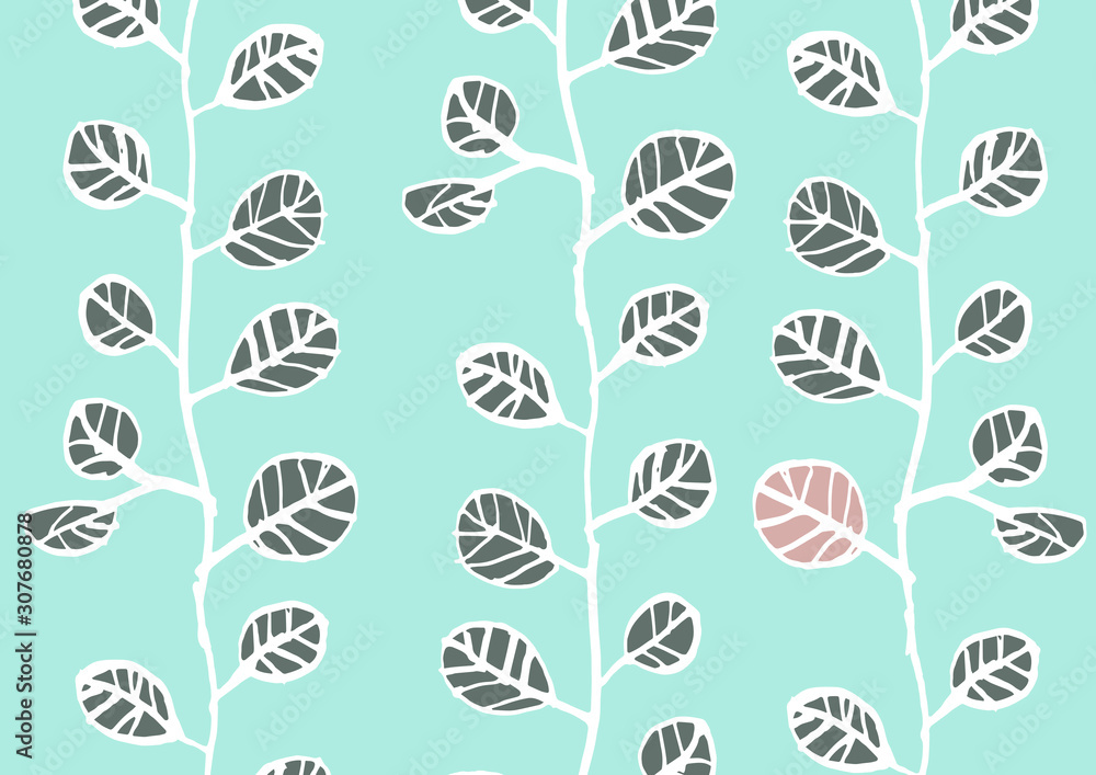 葉っぱをデザインしたテキスタイル背景素材