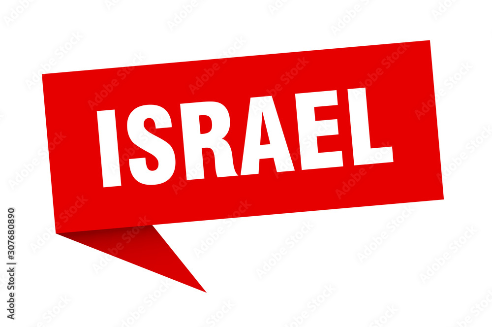 Israel sticker. Red Israel signpost pointer sign Israel sticker. Red Israel signpost pointer sign