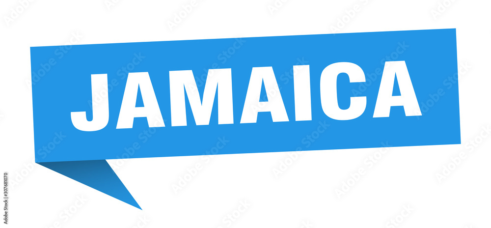 Jamaica sticker. Blue Jamaica signpost pointer sign Jamaica sticker. Blue Jamaica signpost pointer sign