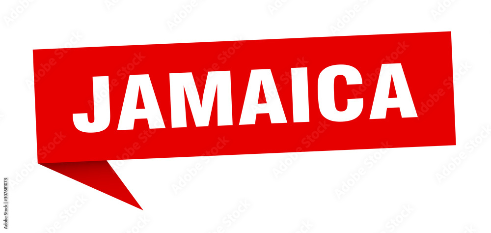 Jamaica sticker. Red Jamaica signpost pointer sign Jamaica sticker. Red Jamaica signpost pointer sign