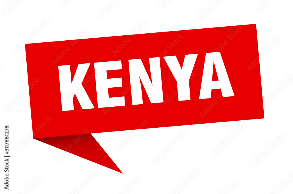 Kenya sticker. Red Kenya signpost pointer sign Kenya sticker. Red Kenya signpost pointer sign