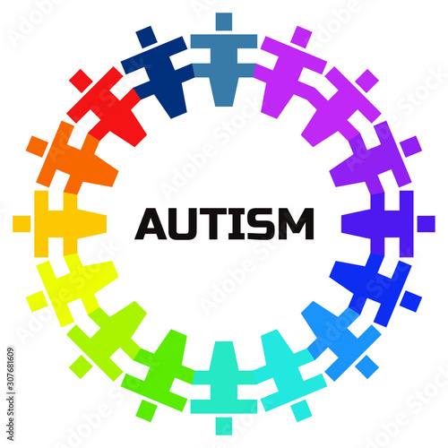 Autism. Teamwork colorful vector logo