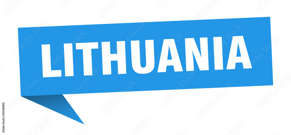 Lithuania sticker. Blue Lithuania signpost pointer sign Lithuania sticker. Blue Lithuania signpost pointer sign