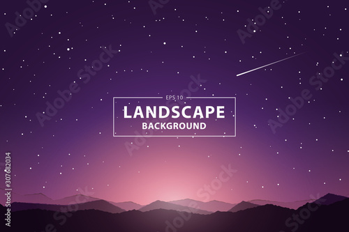 landscape of the mountain, sunset, star, travel wallpaper
