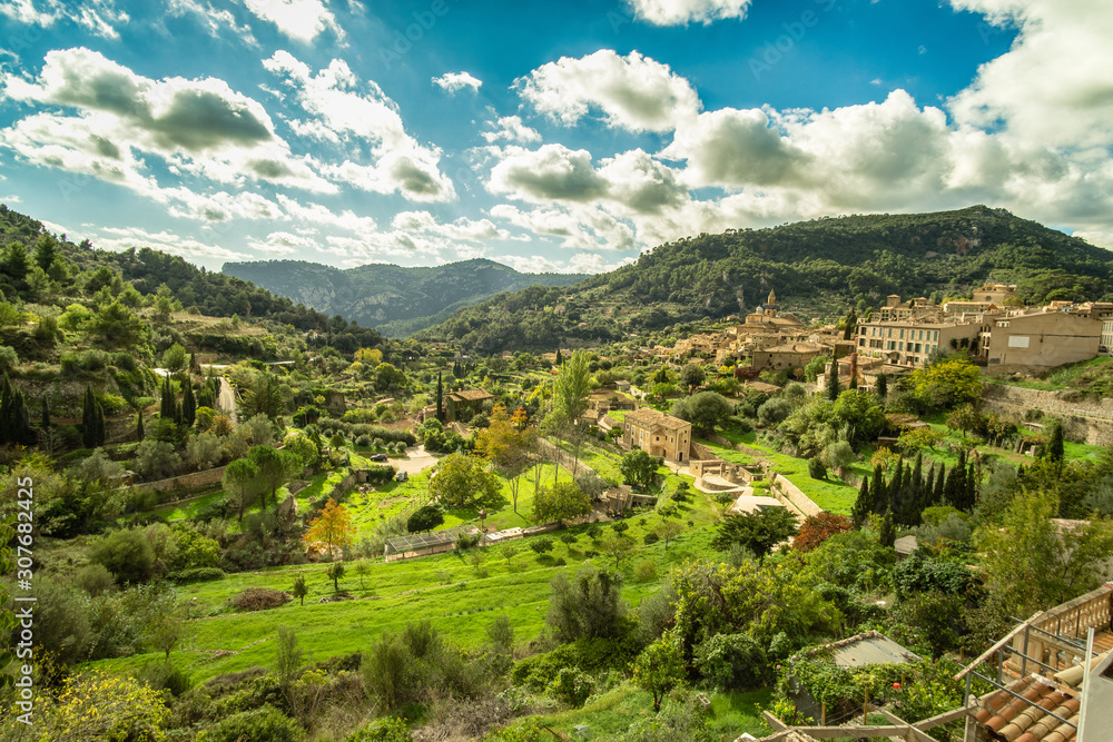 Beautiful view on small village Valldemossa on Majorca, Spain