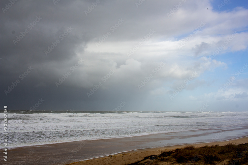 agitated ocean under a tormented sky