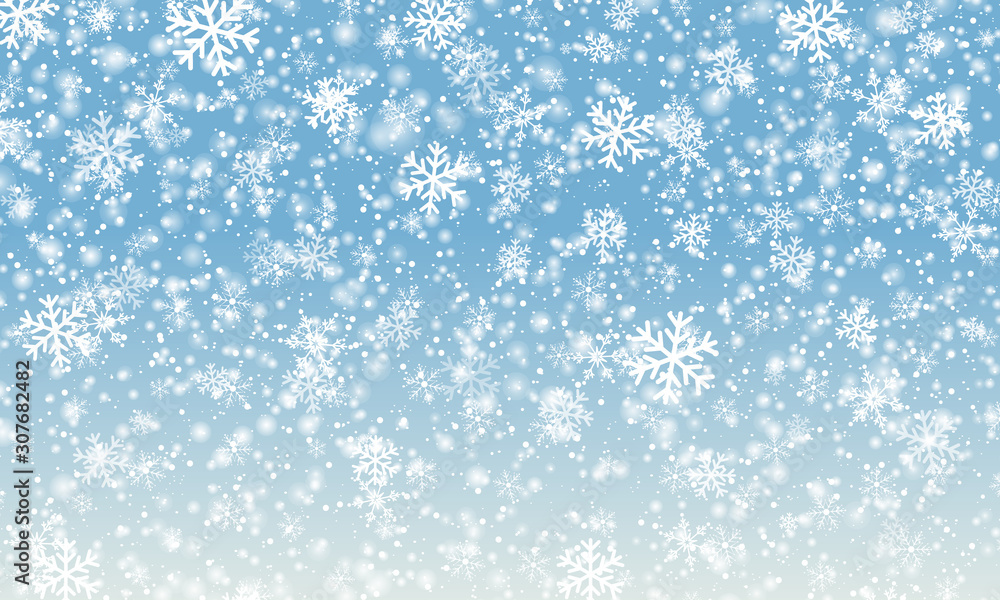 Snowflake background. Falling snow. Vector