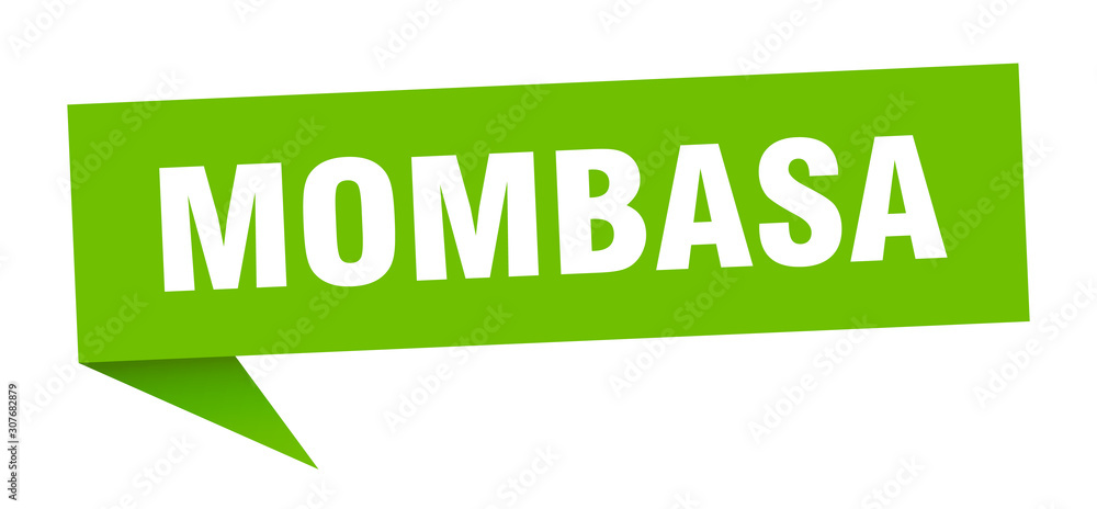 Mombasa sticker. Green Mombasa signpost pointer sign Mombasa sticker. Green Mombasa signpost pointer sign