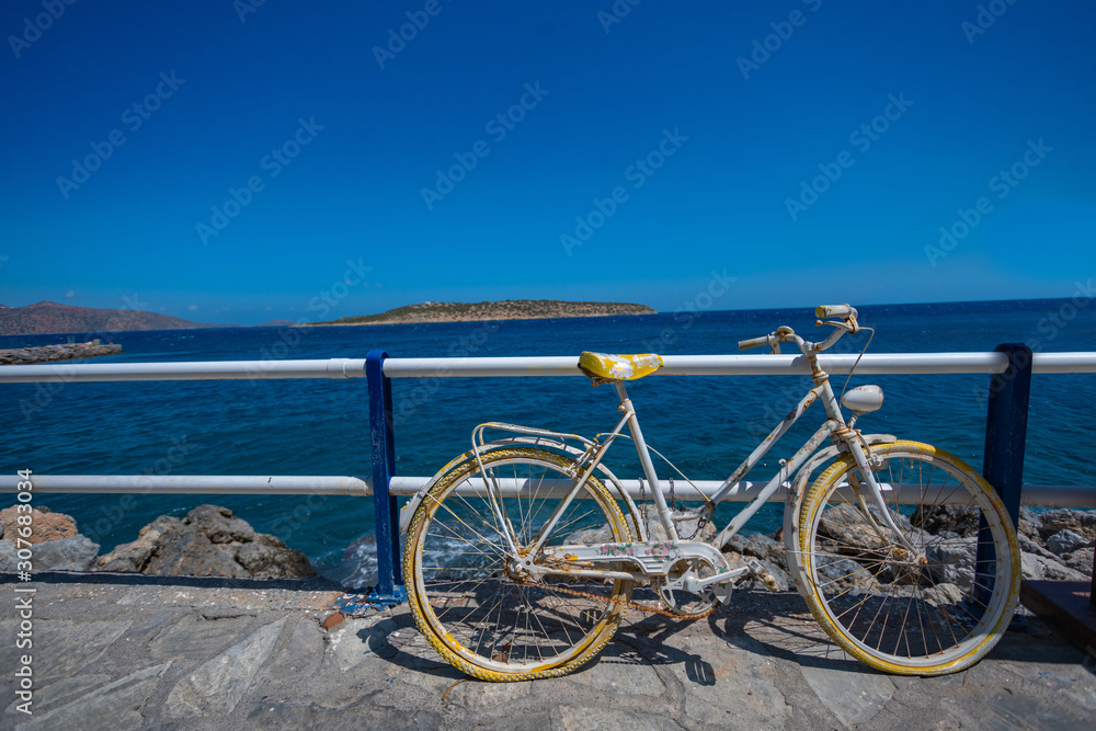 old bike on agios nikolaos pier