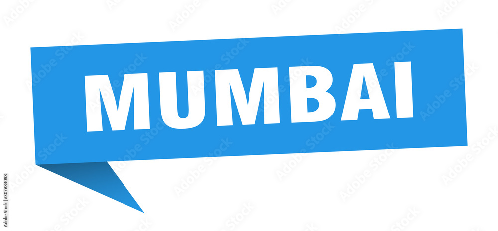 Mumbai sticker. Blue Mumbai signpost pointer sign Mumbai sticker. Blue Mumbai signpost pointer sign