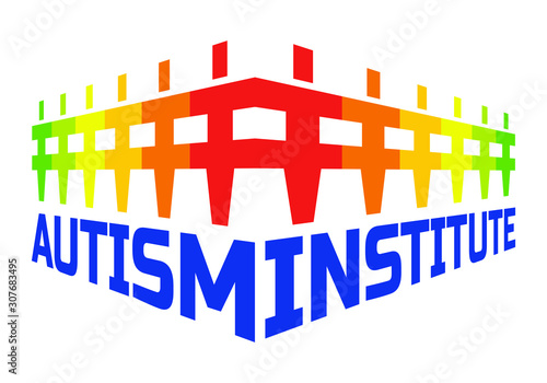 Autism. 3D Perspective institute colorful logo vector