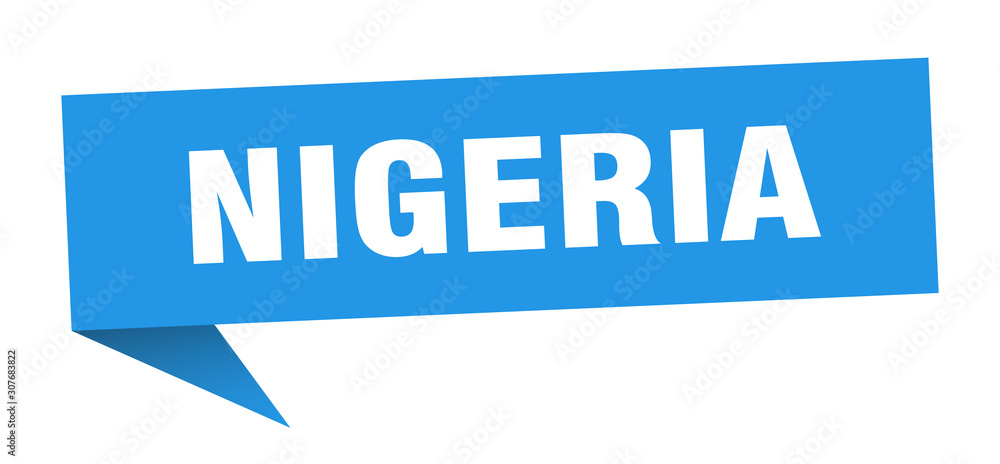 Nigeria sticker. Blue Nigeria signpost pointer sign