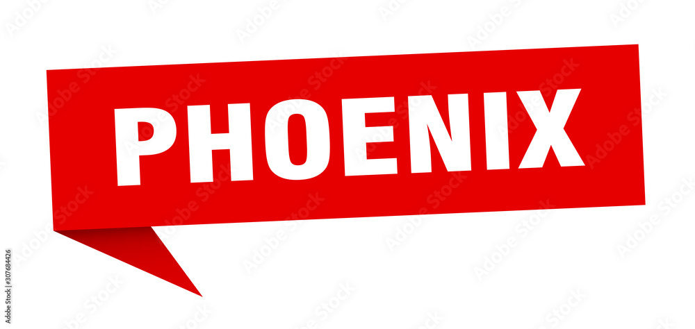 Phoenix sticker. Red Phoenix signpost pointer sign Phoenix sticker. Red Phoenix signpost pointer sign