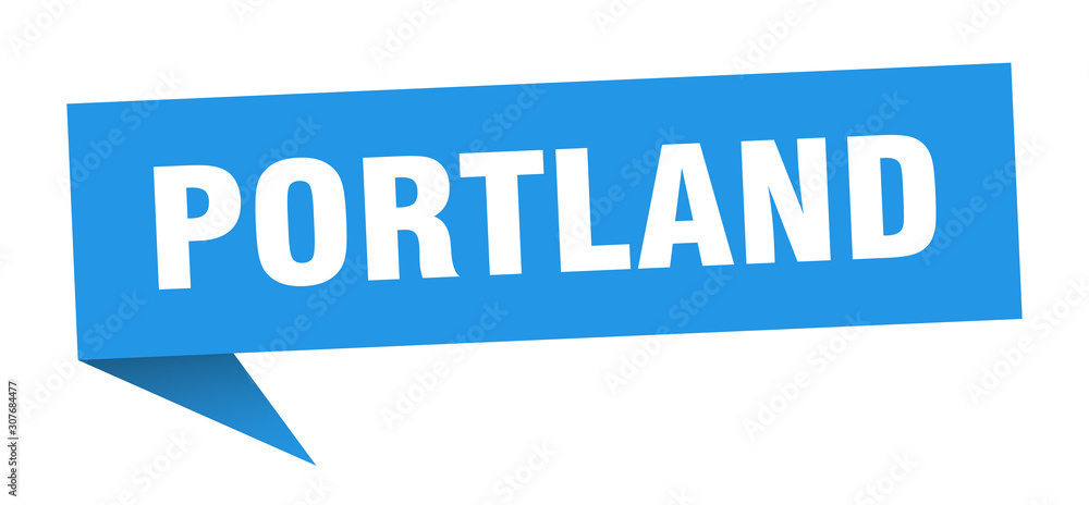 Portland sticker. Blue Portland signpost pointer sign