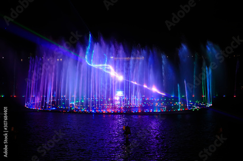 Music fountain water curtain laser