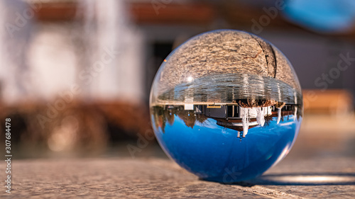 Crystal ball landscape shot at Bad Griesbach  Bavaria  Germany