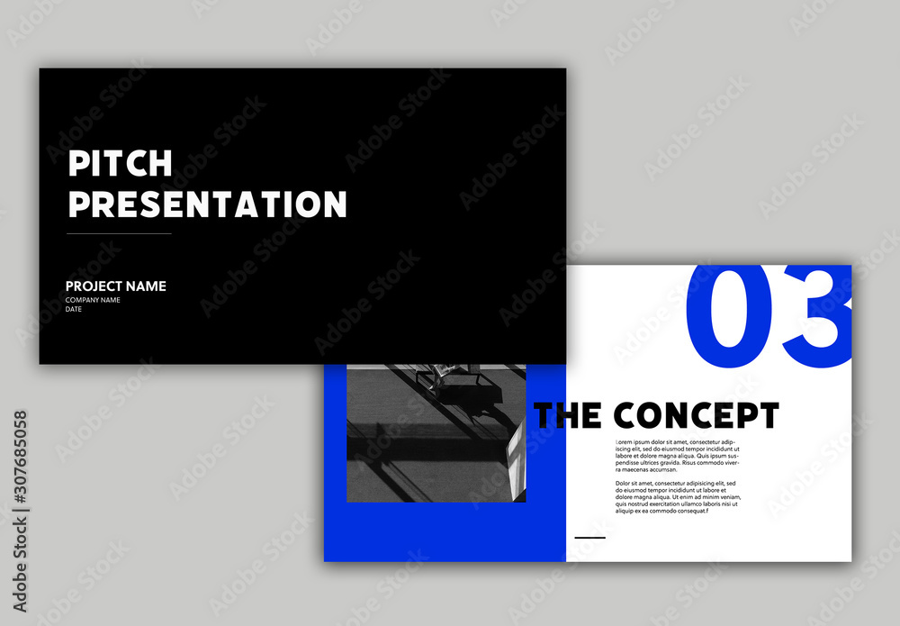 Bold Black and Blue Presentation Layout Stock Template | Adobe Stock