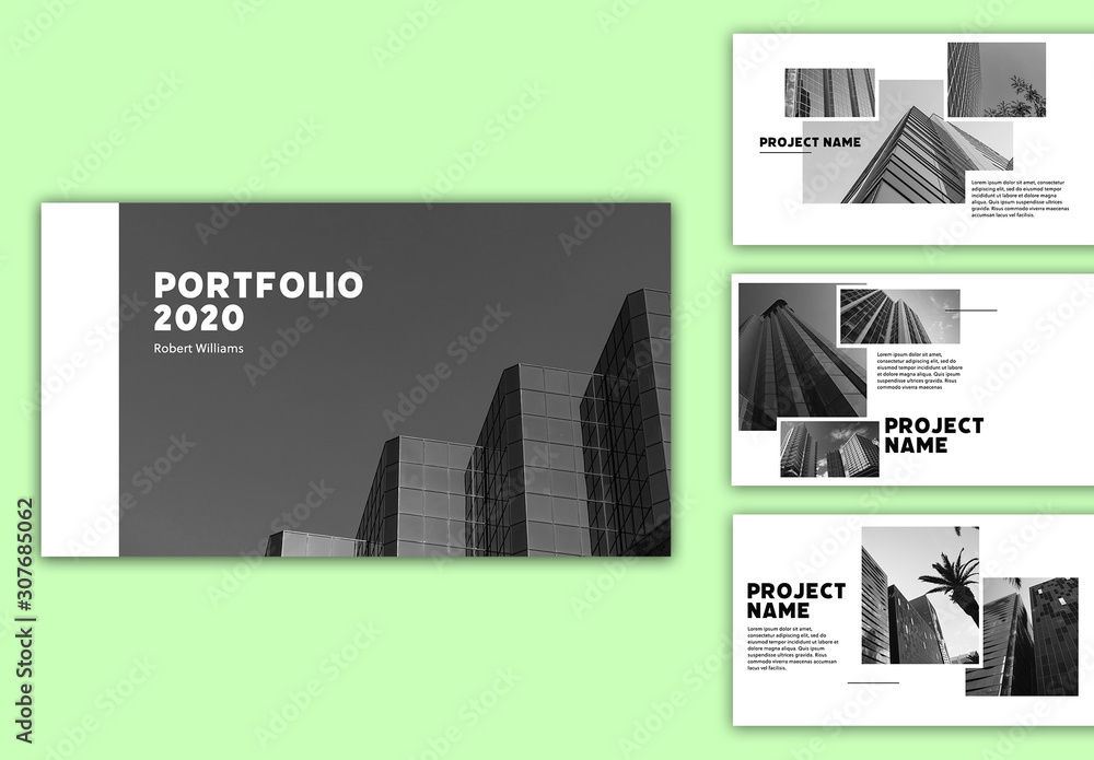 Black and White Portfolio Layout Stock Template | Adobe Stock